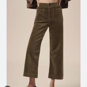 Maeve Anthropologie Collette Dark Olive Corduroy Pants